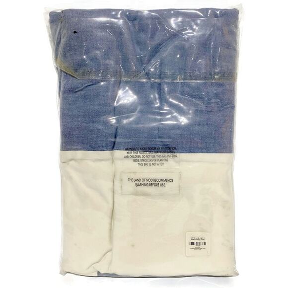 Land of Nod Crib Skirt Blue and Beige All Cotton New in Original Package - Picture 3 of 6